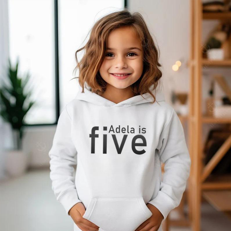 Personalized Kids Embroidered Hoodie With Custom Name And Age Warm Gift For Children