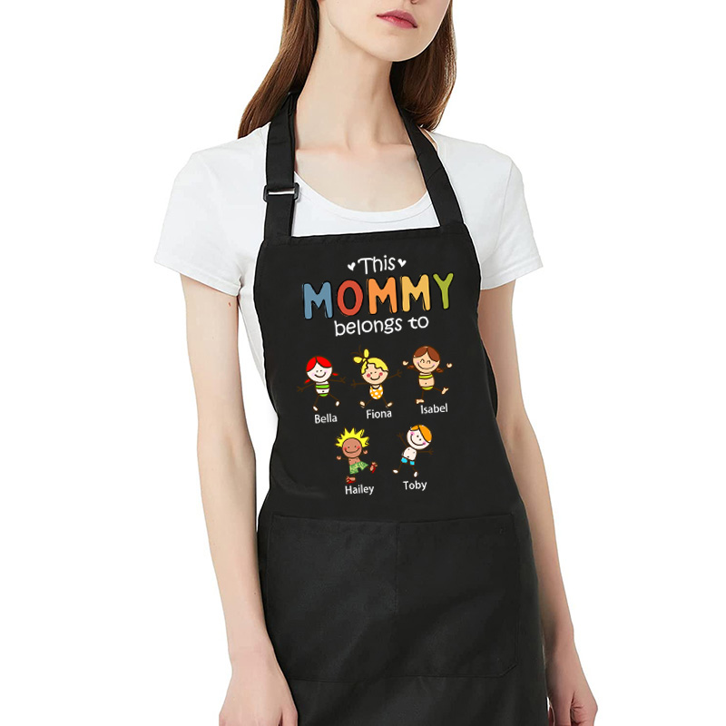 Personalized Name Apron with Cute Figure Pattern Exquisite Gift for Family