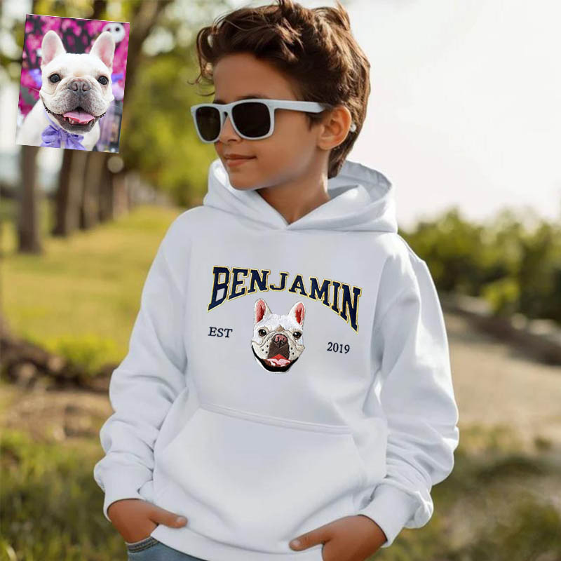 Gepersonaliseerde kinderen geborduurde Hoodie huisdier hoofd aangepaste foto naam ontwerp aantrekkelijk Gift voor kinderen