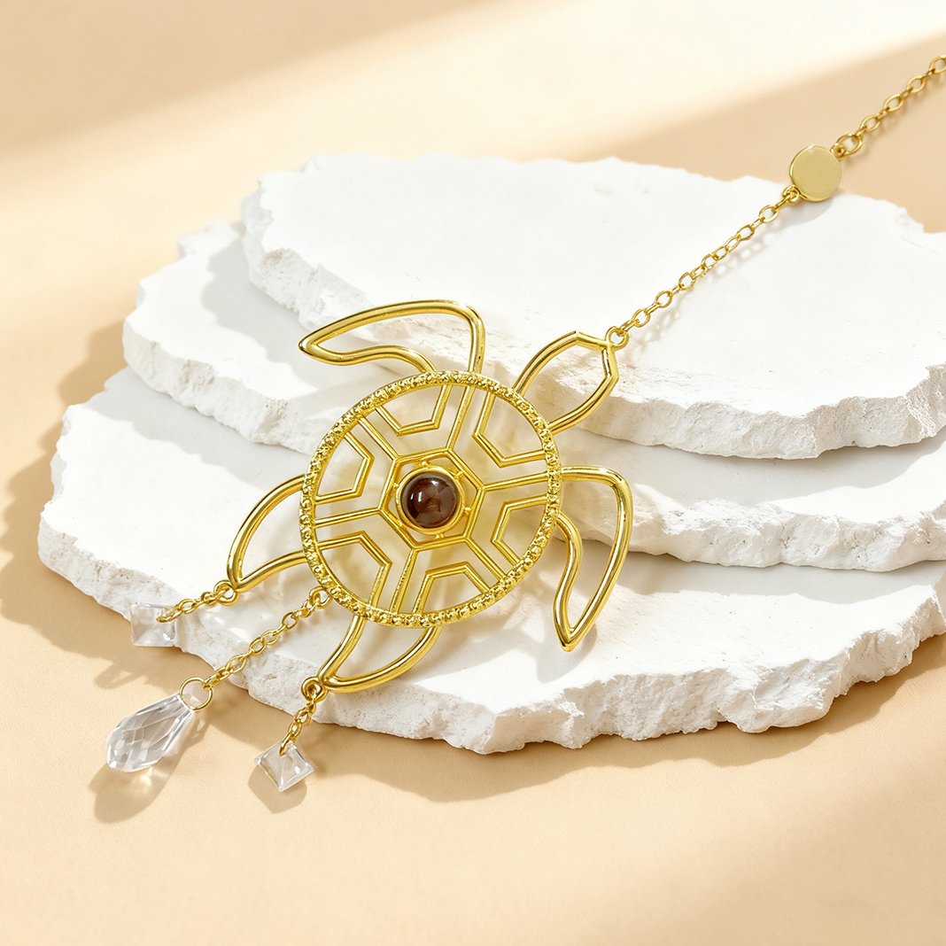 Adorno colgante con imagen de proyección de tortuga personalizada, regalo de Navidad para la familia