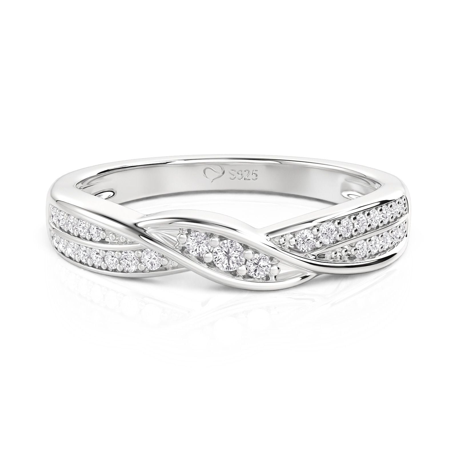 Jeulia Classic Twisted Wedding Band for Women Sterling Silver