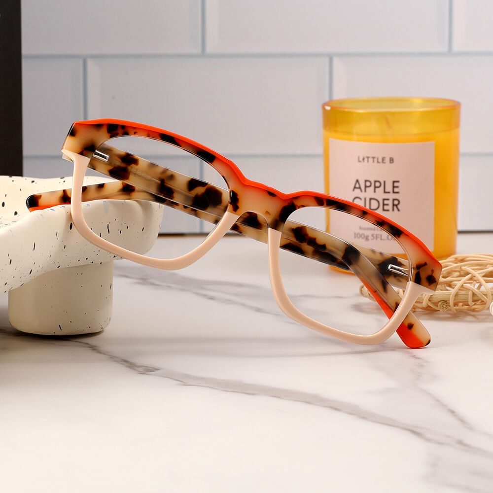 Helena Rectangle Orange Glasses