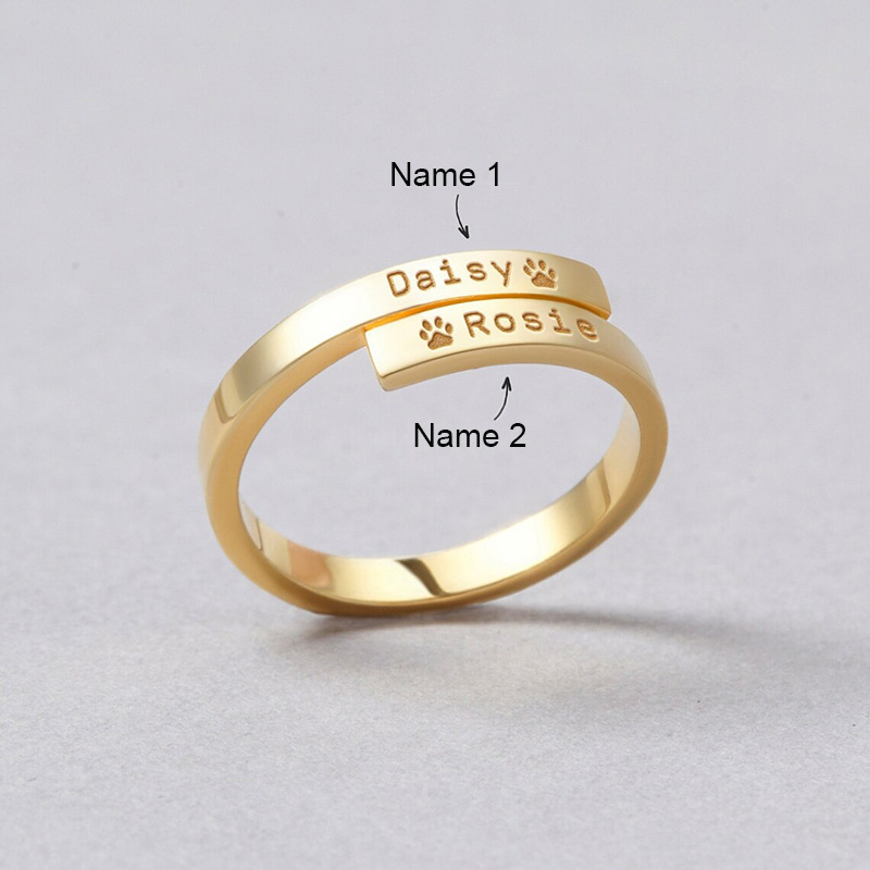 肉球 猫 犬 名入れ 刻印 リング - Drawelry.jp