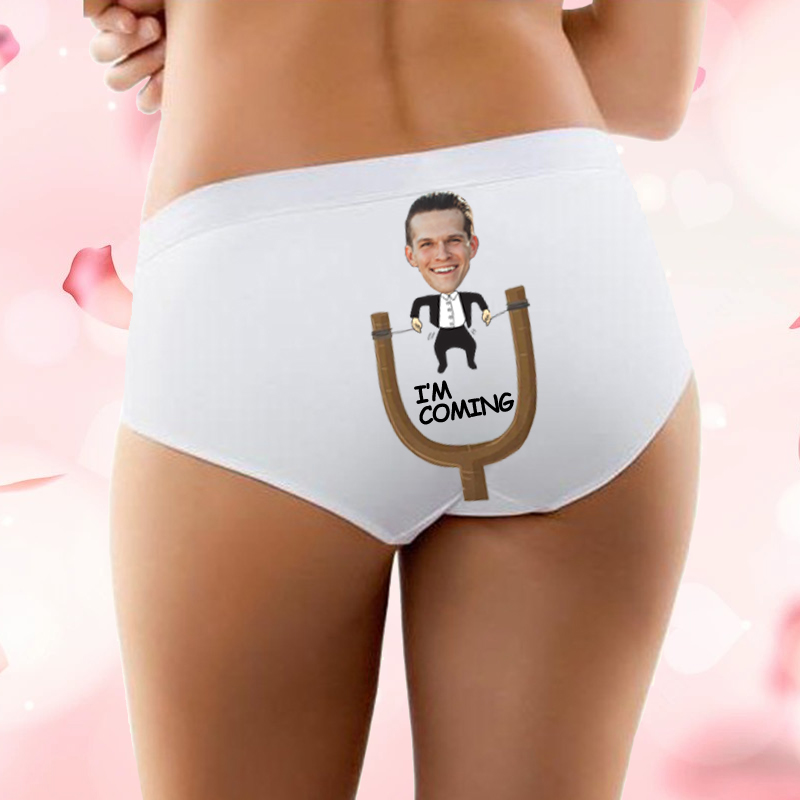 Personalized Picture Women's Underwear with Slingshot Pattern Interesting Gift for Valentine's Day