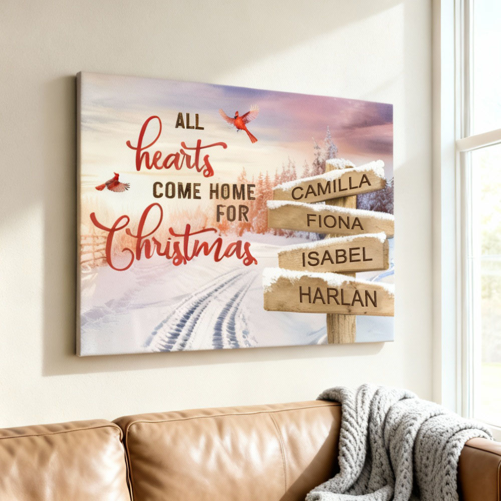 Lienzo decorativo con nombre personalizado y diseño de señal de tráfico. Un regalo precioso para Navidad.