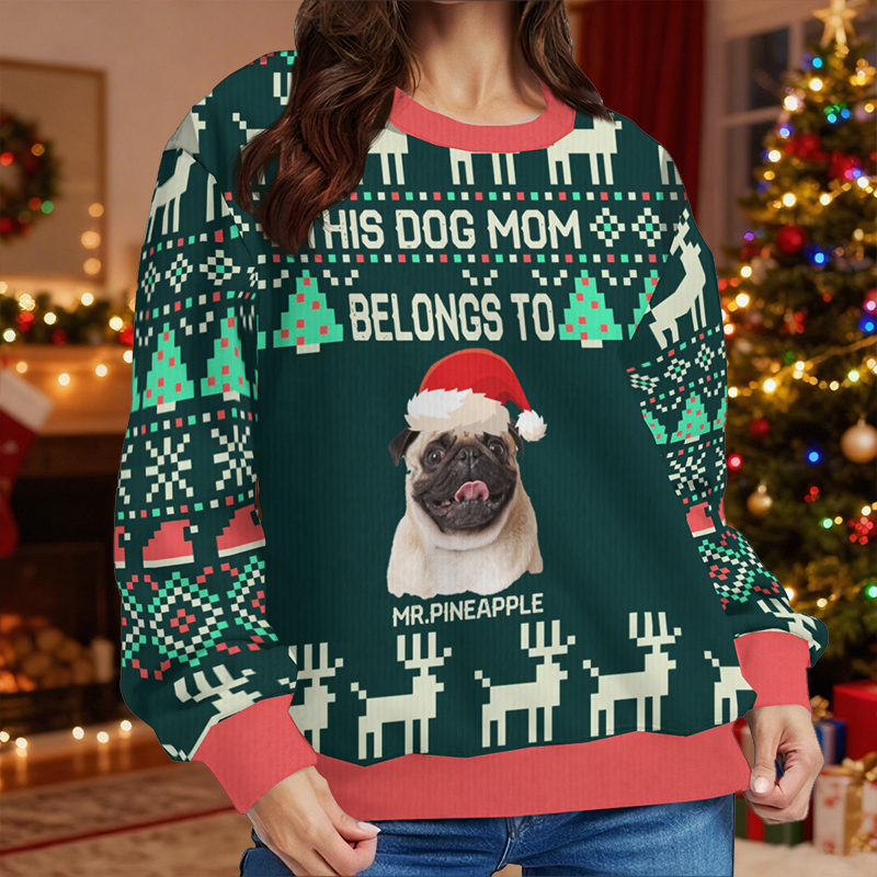 Personalized Ugly Sweater Unisex Custom Pet Head Photo Christmas Style Design Perfect Gift for Pet Lovers