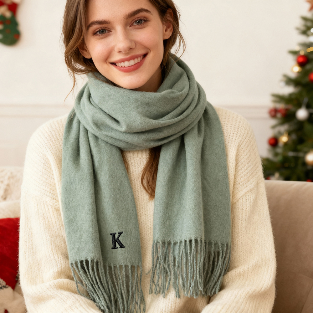 Custom Winter Scarf with Letter Embroidery Multi-color Soft Accessories for Friends
