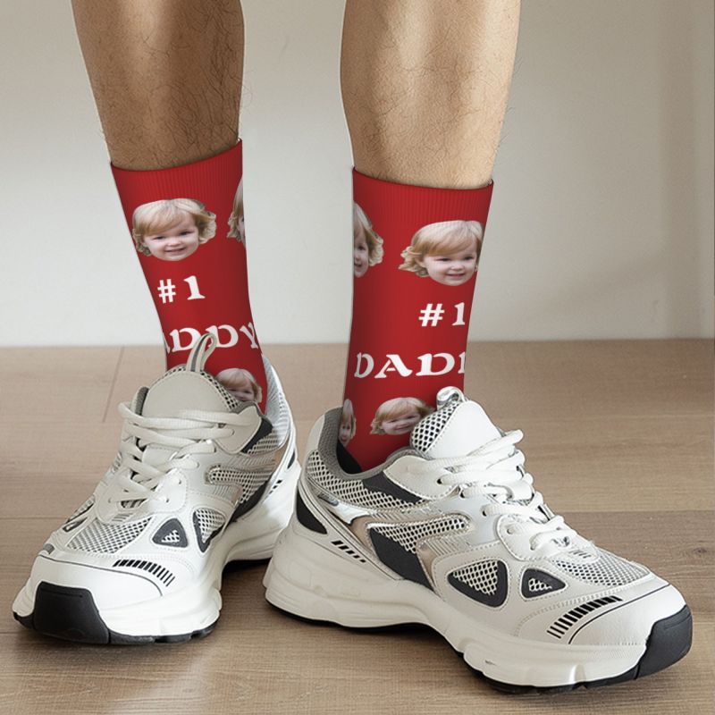 Personalized Face Socks with Child Photos Added as a Father's Day Gift