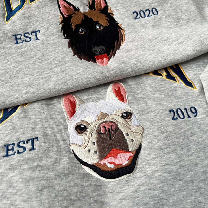 Personalized Sweatshirt Embroidery Pet Head Custom Photo Name Design Attractive Gift for Pet Lovers