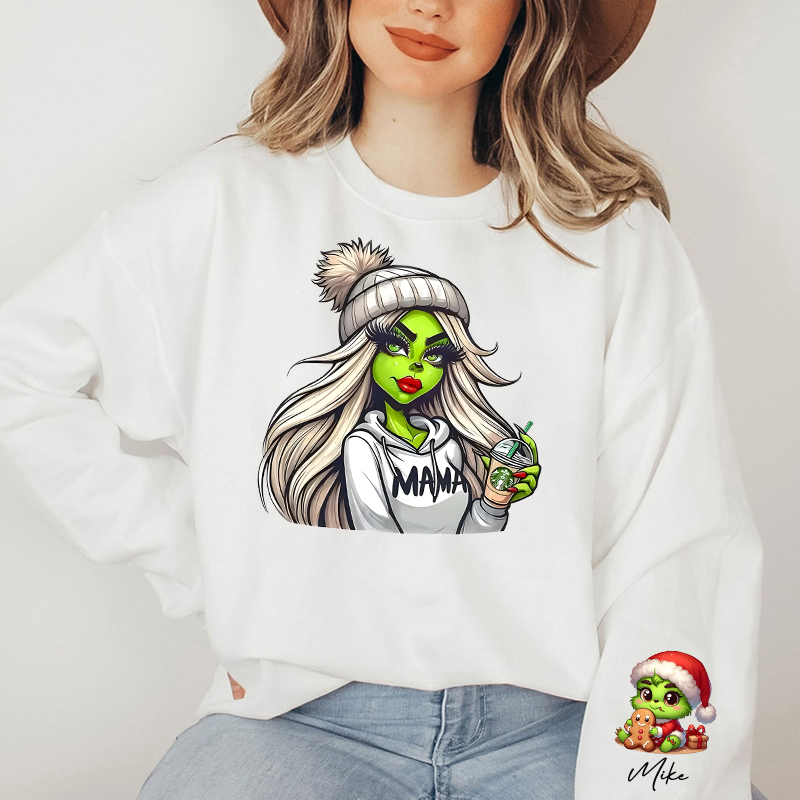 Personalized Sweatshirt Mama Custom Kid Names Cute Pattern Design Perfect Christmas Gift for Mom