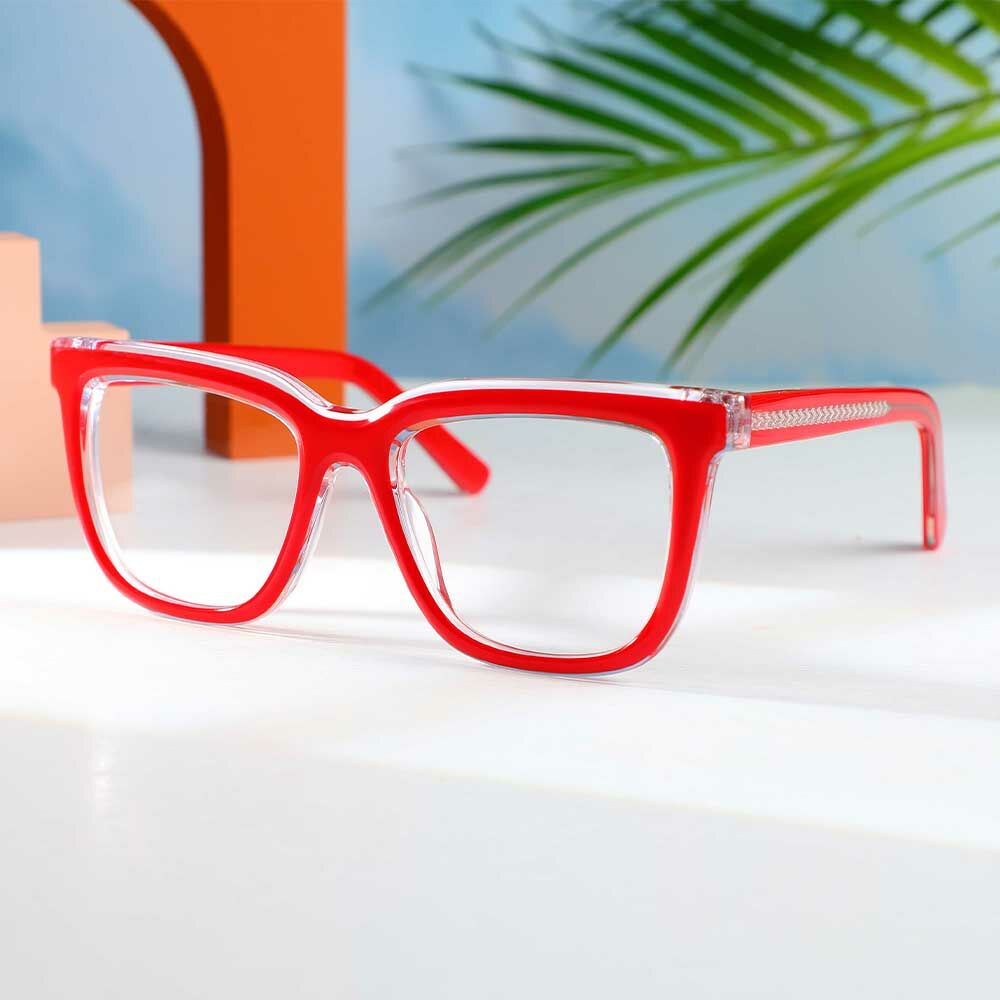 Prudence Quadratische Rote Brille