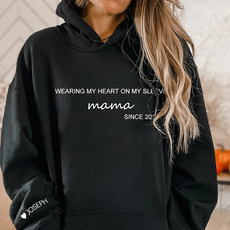 Sweat à capuche personnalisé avec noms personnalisés Cadeau magnifique pour la fête des mères