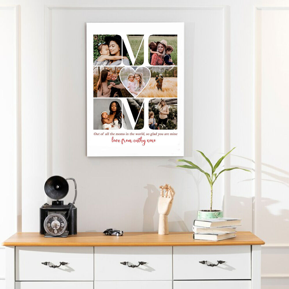 Personalized Picture Canvas Wall Art with Custom Text Creative Present for Mom