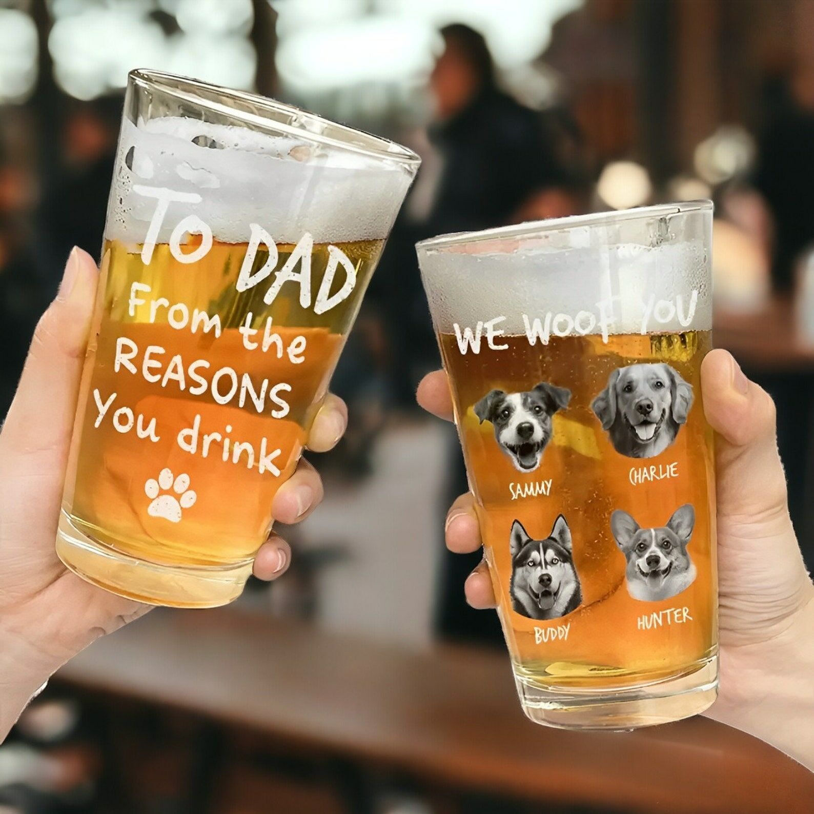Personalized Beer Glass With Custom Pet Photos For Father's Day