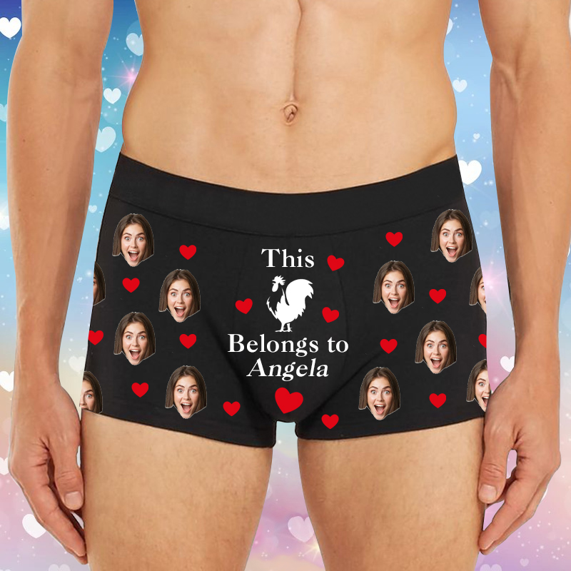 Gepersonaliseerde foto herenondergoed boxershorts met hanenmotief Leuk Valentijnsdagcadeau