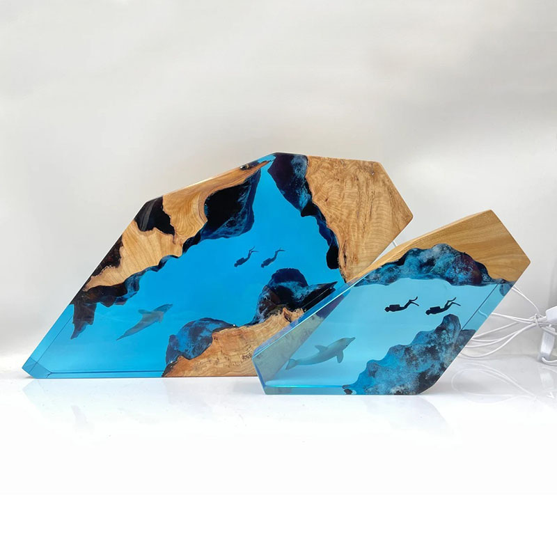 イルカ カップルダイバー 樹脂 ウッド ランプ 恋人 プレゼント