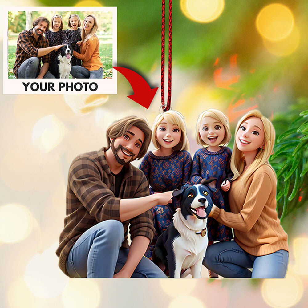Personalized Cartoon Photo Style Acrylic Hanging Ornaments For Christmas