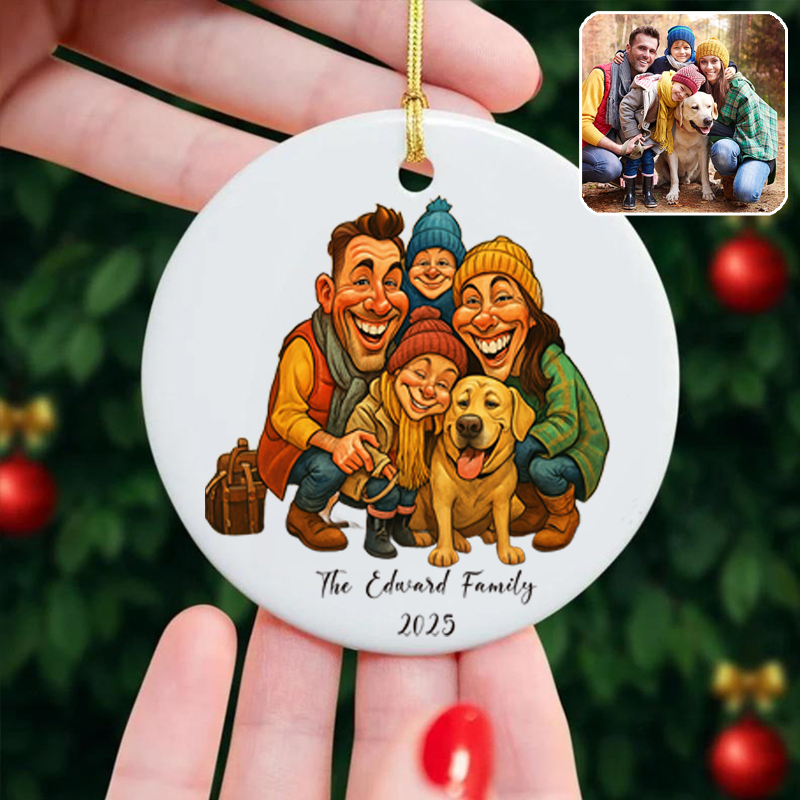 Personalized Hanging Ornaments Customized Cartoon Style Photo Christmas Gift