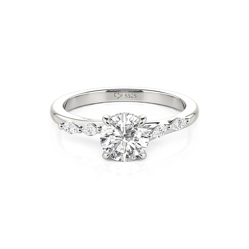 Jeulia Bypass Round Cut Engagement Ring in Sterling Silver