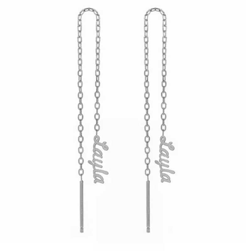 揺れる ネーム ロング ピアス 両耳用