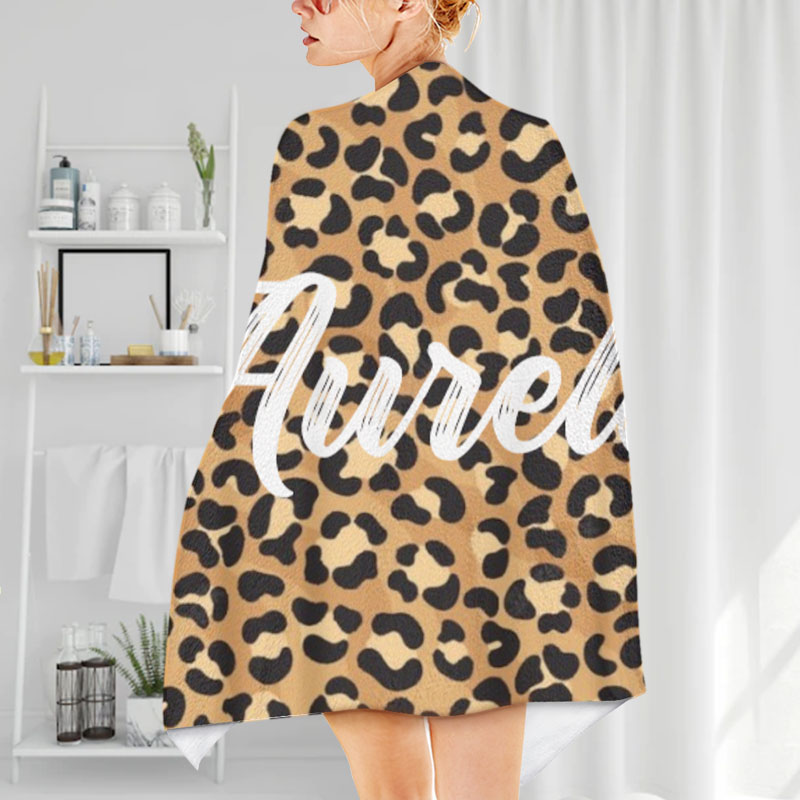 オリジナル ヒョウ柄名入れ タオル バスタオル - Drawelry.jp