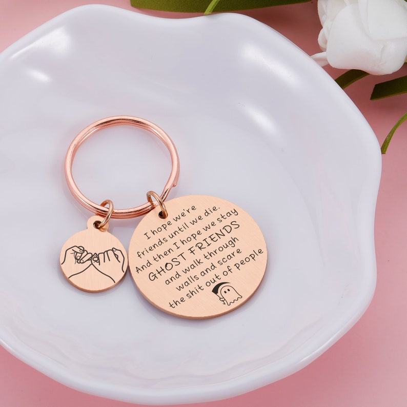 Personalized Keychain With Warm Words And Holding Hands Image For Best Friend