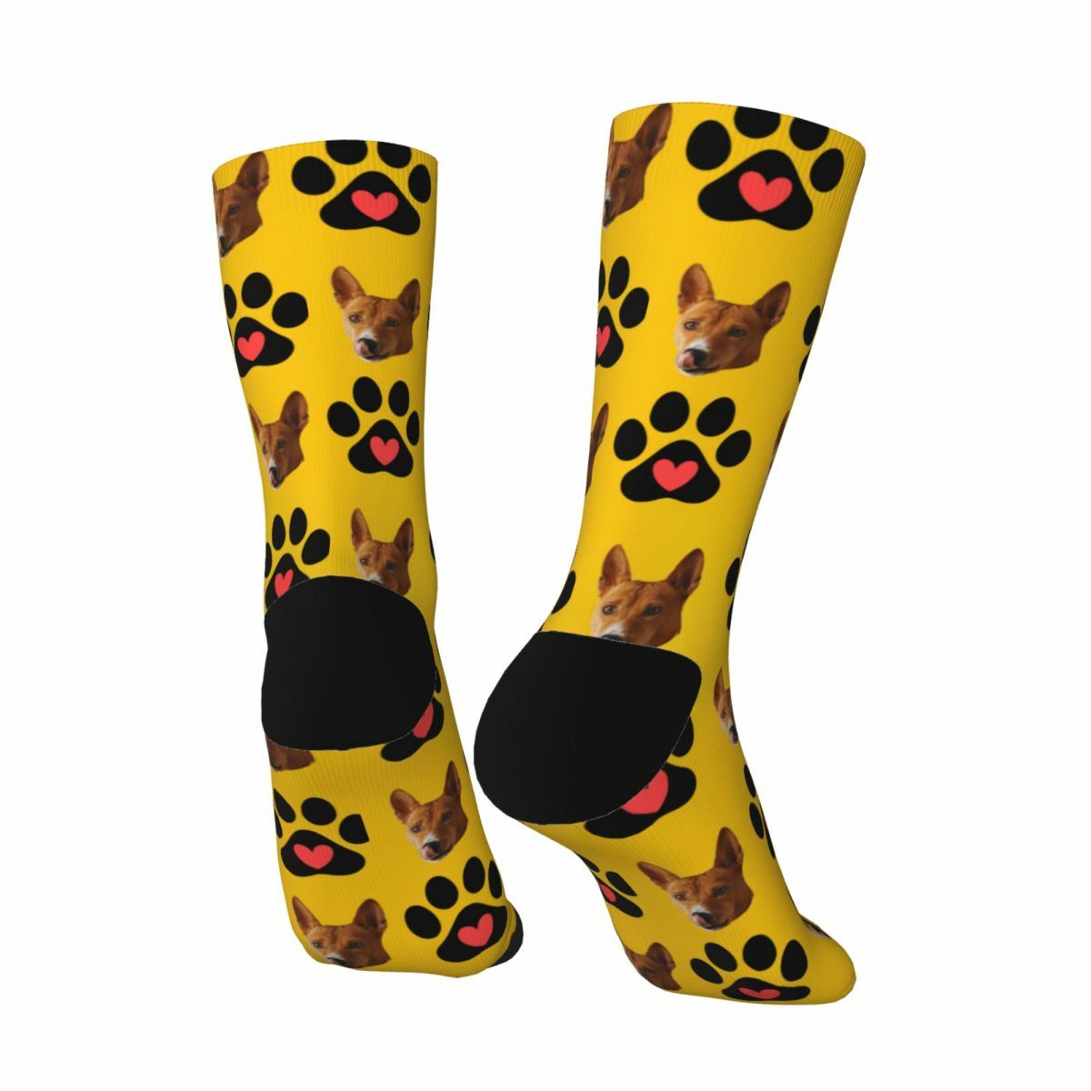 Calcetines con Cara Personalizados y Huellas Negras para los Amantes de las Mascotas