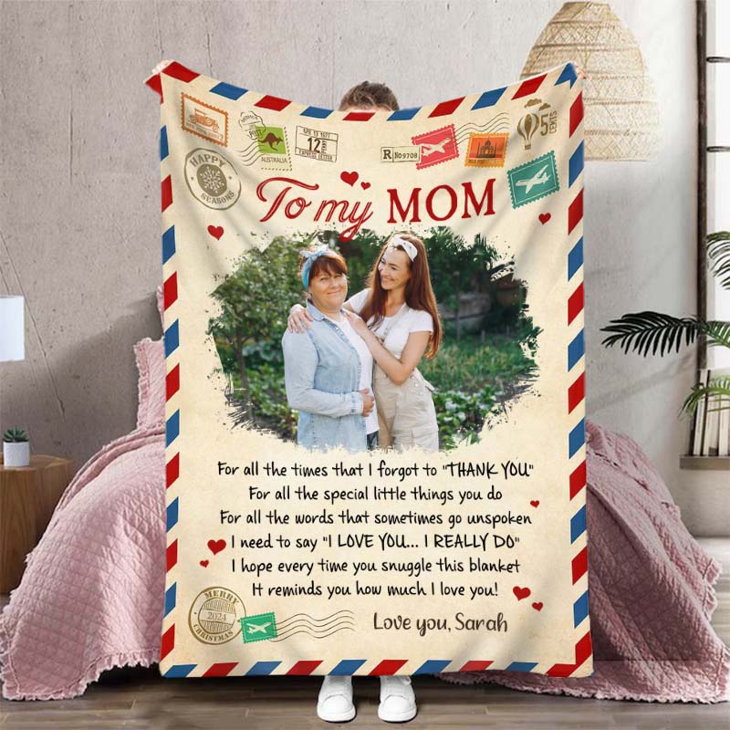 Personalized Picture Blanket with Love Letter Best Gift for Mom