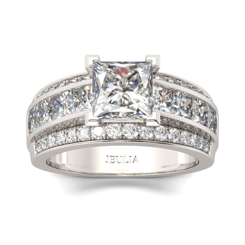 2.85CT Classic Princess Cut Engagement Rings for Women