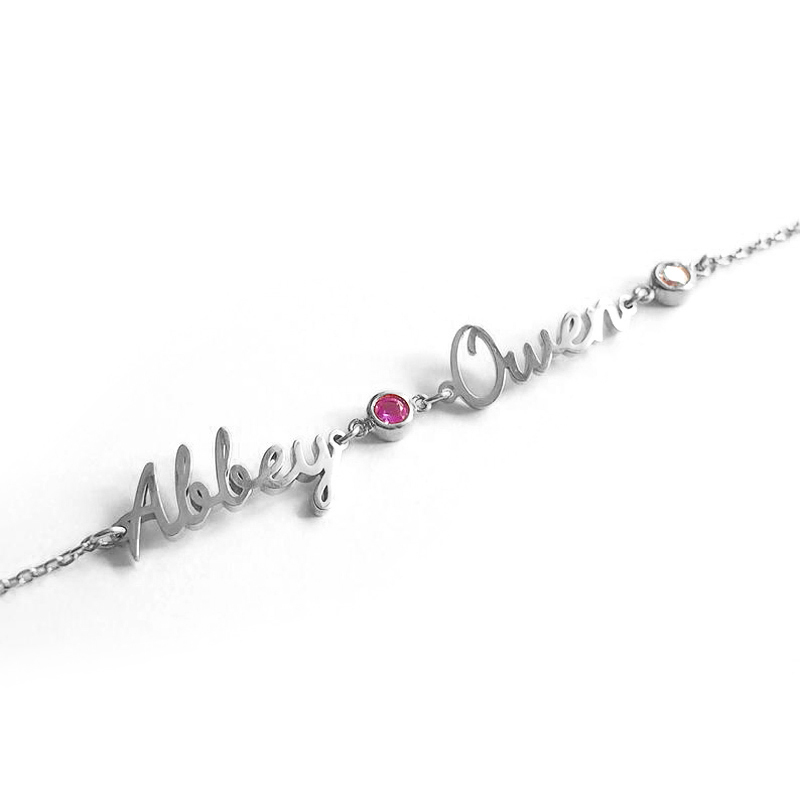 誕生石 ネーム カスタマイズ ブレスレット