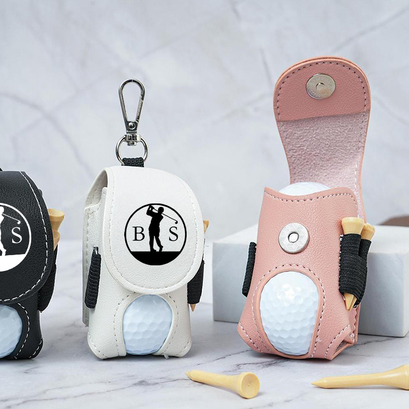 Personalized Golf Ball Bag Custom Lettering Golf Label Leather Storage Bag for Boyfriend
