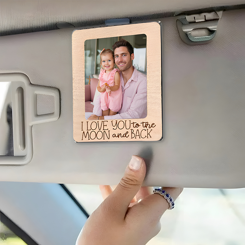 Personalized Car Visor Clip Custom Photo Father's Day Frame Gift for Dad