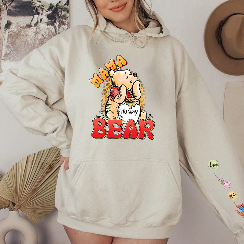 Personalized Hoodie Mama Bear Custom Cute Cartoon Pattern Design Adorable Mother's Day Gift