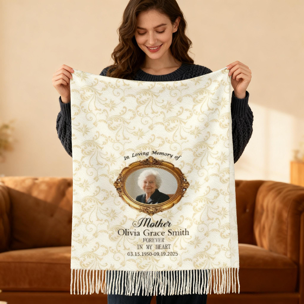 Custom Scarf with Photo of Grandma as a Souvenir Gift for Warm Memories for Christmas