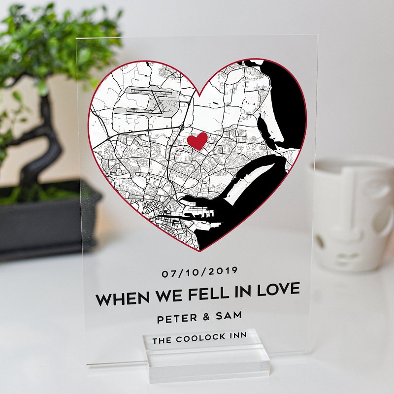 Personalized Acrylic Plaque Our First Date with Custom Heart Map Design  Creative Gift for Couple's Anniversary