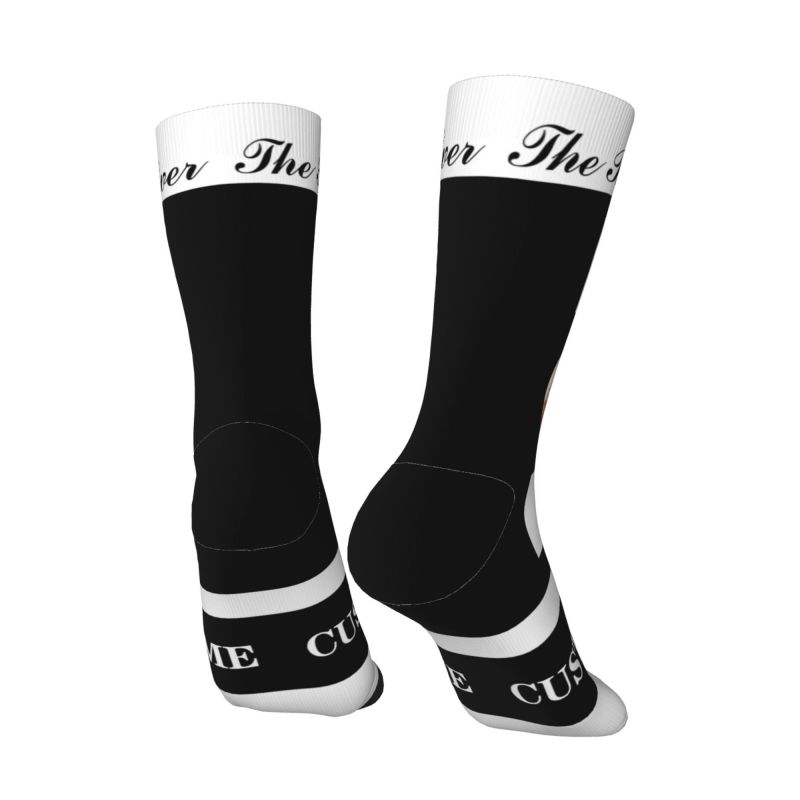 Customizable Face Socks Can Be Added with Photo and Name Black Minimalist Style