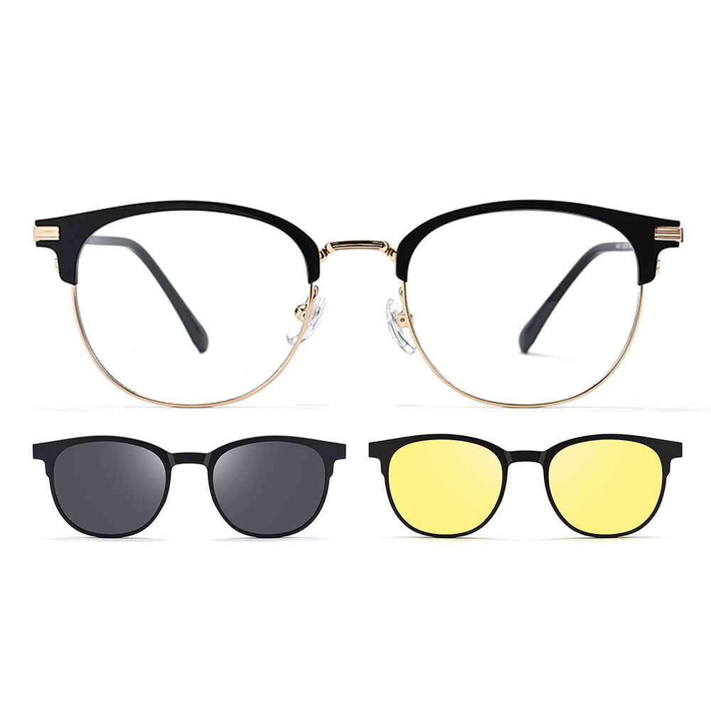 Harla Browline Black Gold Glasses