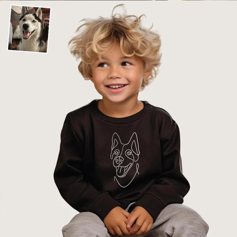 Sweatshirt brodé personnalisé pour enfants Dessin au trait Cadeau chaud pour enfants
