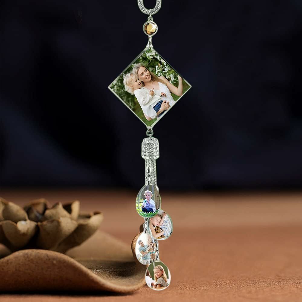 Personalized Photo Pendant 4 Styles Lucky Crystal Car Pendant add 5 Photos for Friends