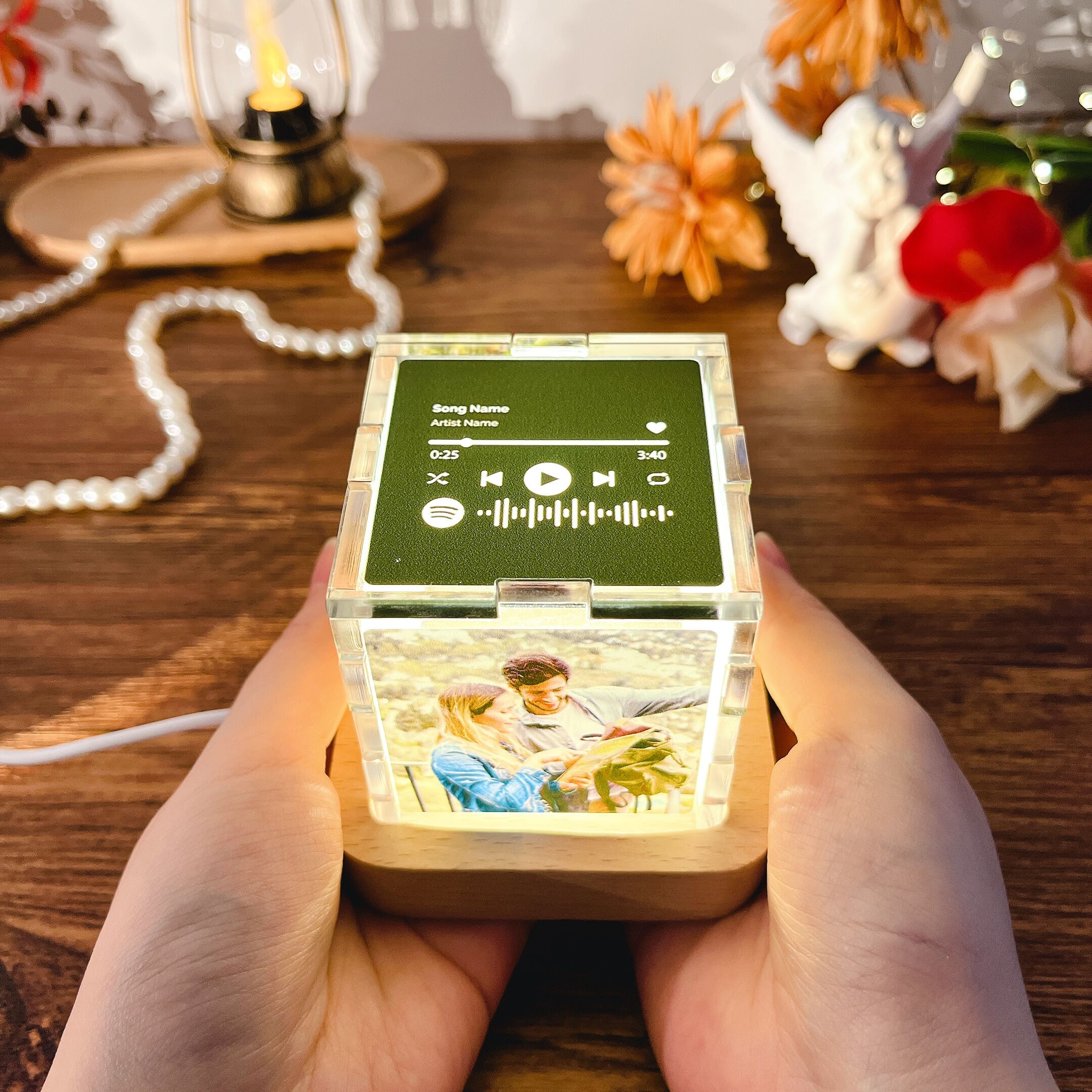 Personalized Spotify Code Acrylic Cube Lamp Creative Gift for Couples