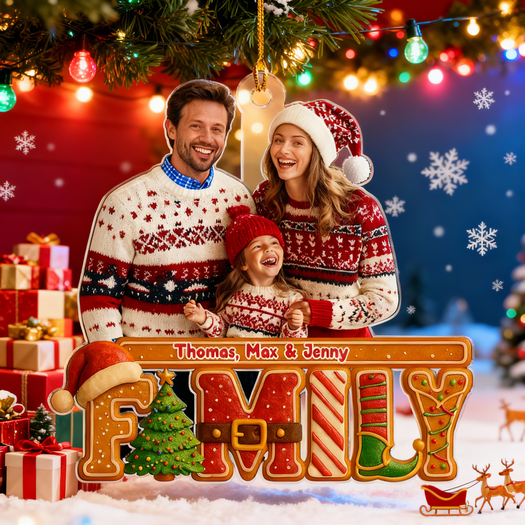 Gepersonaliseerde familie hanger aangepaste foto kerstcadeau voor familie