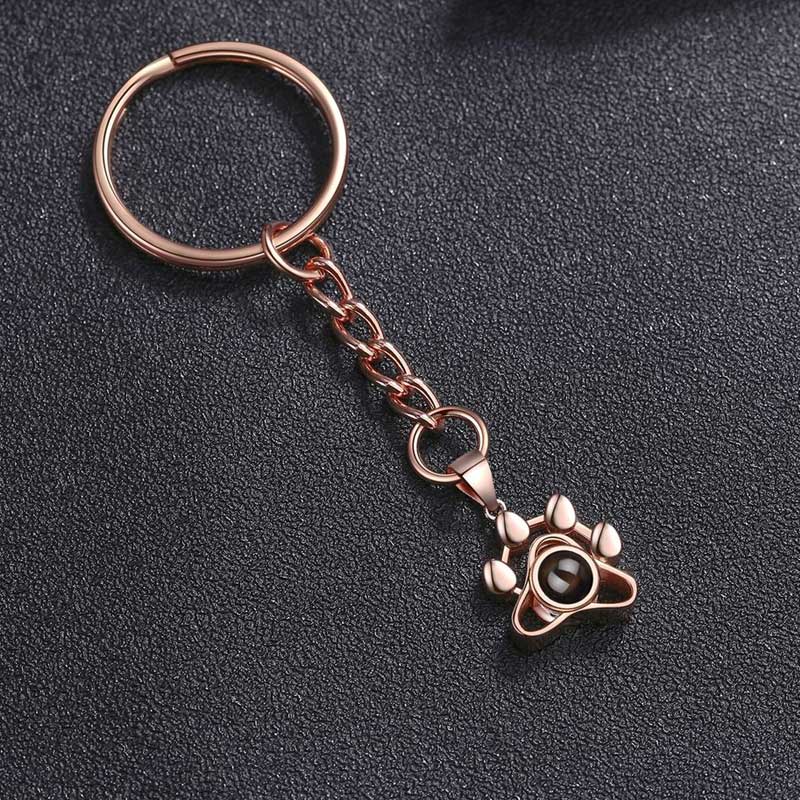 Personalized Pet Photo Projection Keychain - Paw