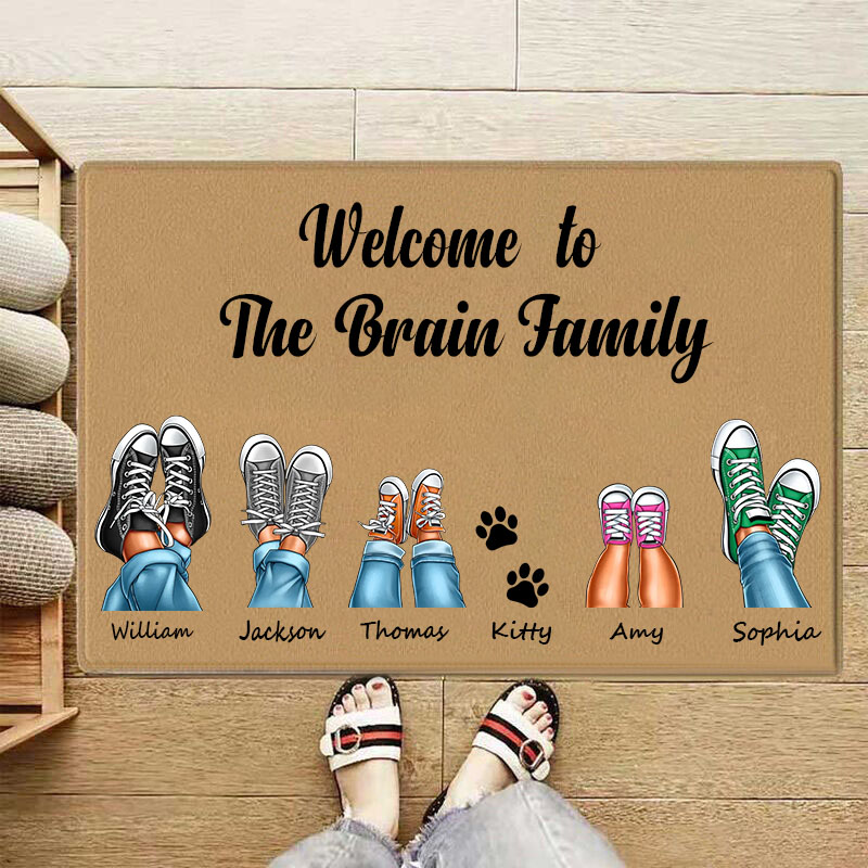 Personalized Name Floor Mats with Custom Feet Pattern Perfect Home Decor Present for Family