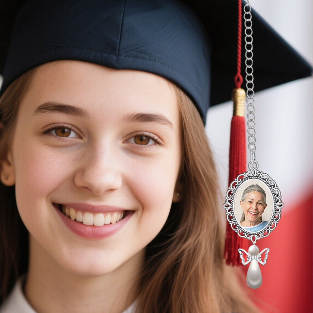 Custom Graduation Tassel Charm Photo Tassel Angel Charm Memorial Graduation Gift for Friends