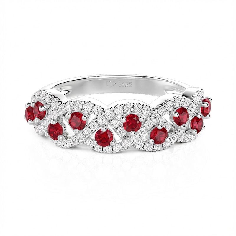 Jeulia Custom Twisted Woven Ring with Birthstone Sterling Silver