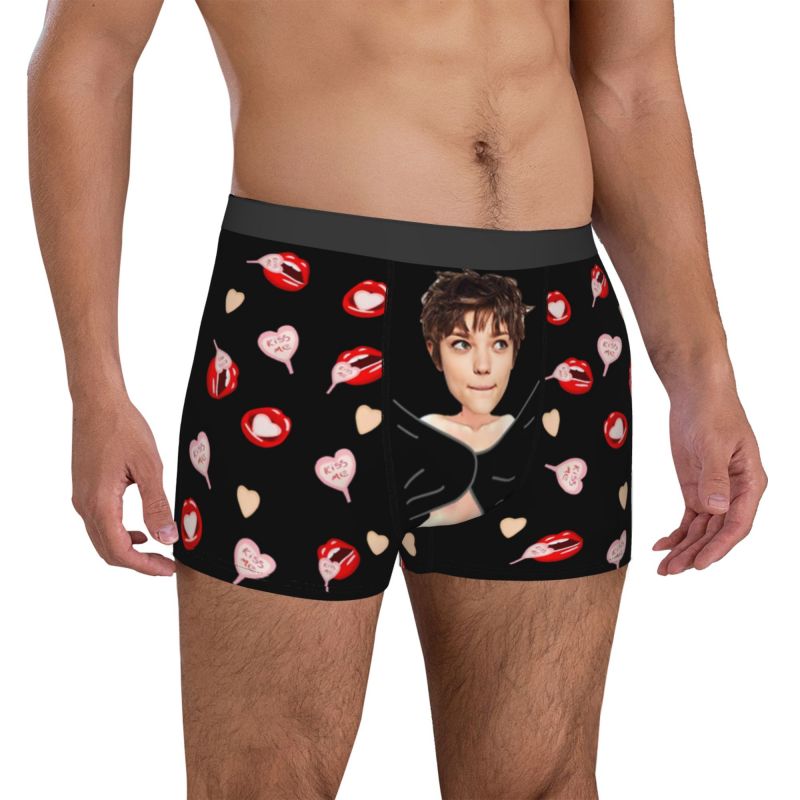 Boxer intimo da uomo con immagine personalizzata con motivo a cuore, regalo ideale per il marito