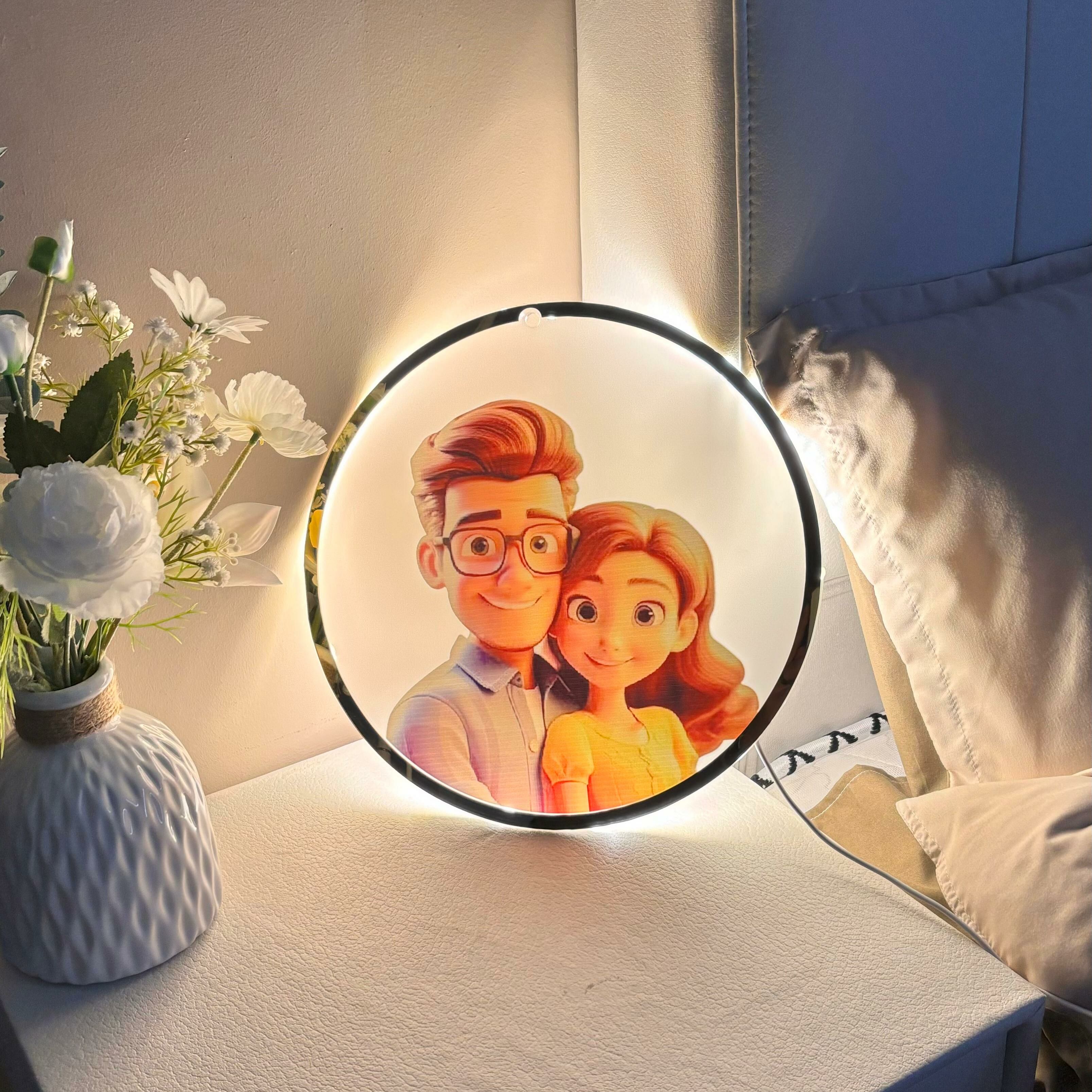 Personalized Cartoon Style Photo Night Light Romantic Gift For Valentine's Day