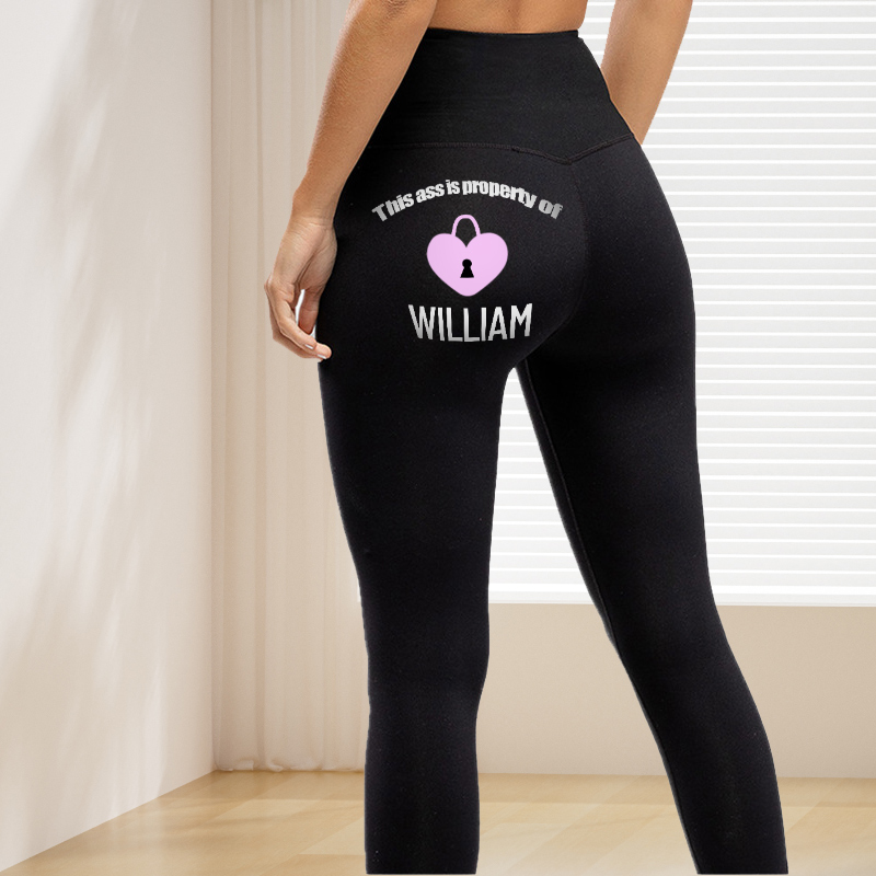 Personalized Leggings This Is Property of Him Heart Lock Design Creative Couple Gift for Her