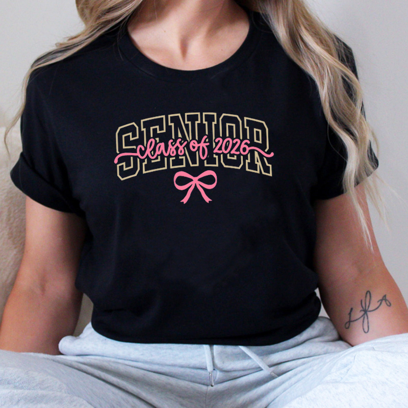 Personalized T-shirt Senior Class Of 2026 with Bow Design Perfect Gift for Her Graduate