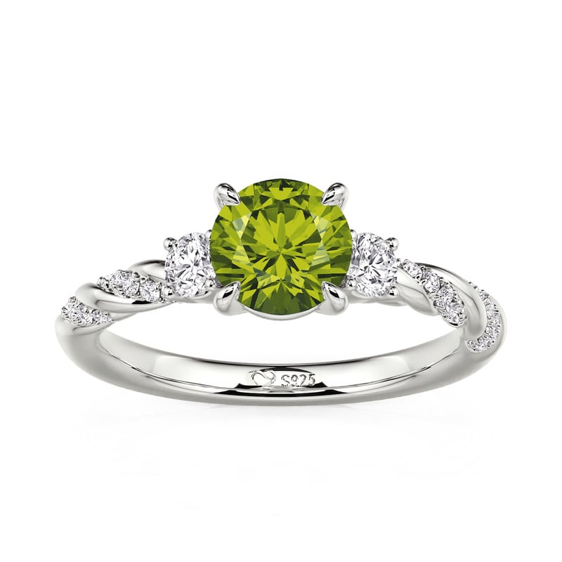 Jeulia Custom Three Stone Twisted Birthstone Engagement Ring